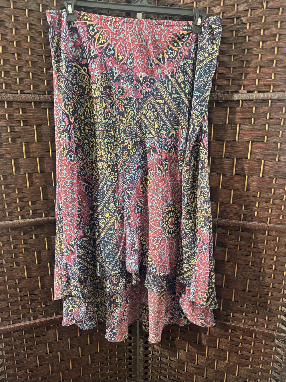 Vintage Y2K Women's Multicolor Boho Print Flowy Skirt sz 16